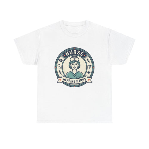 Nurse "Healing Hands" Tee — Vintage Badge Nurse Appreciation Shirt
